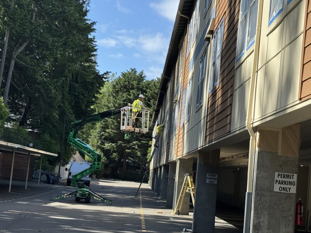 Exterior Painting in Beige of an Apartment Building in Seattle