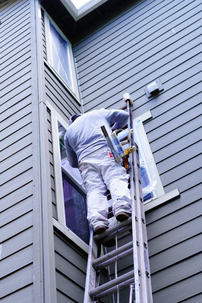 Exterior Painting in Light Gray on a Home in Seattle, WA